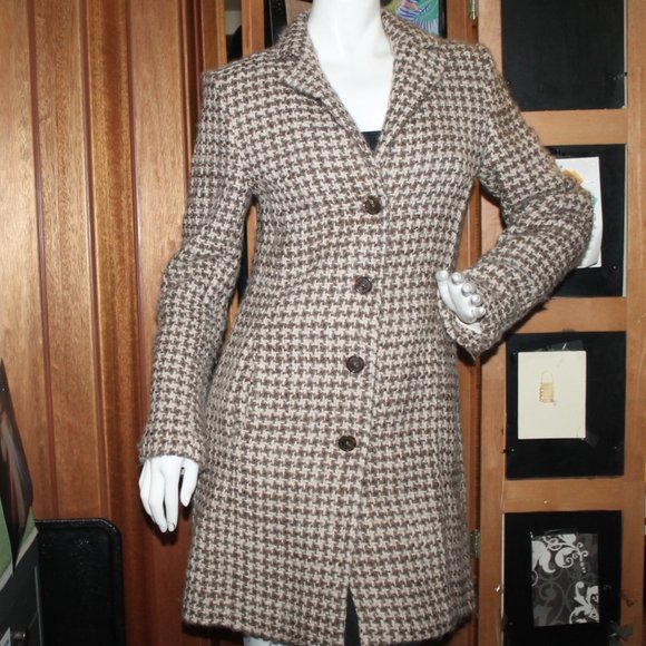 Brooks Brothers Wool Silk Houndstooth Boucle Car Coat Jacket - Picture 3 of 11